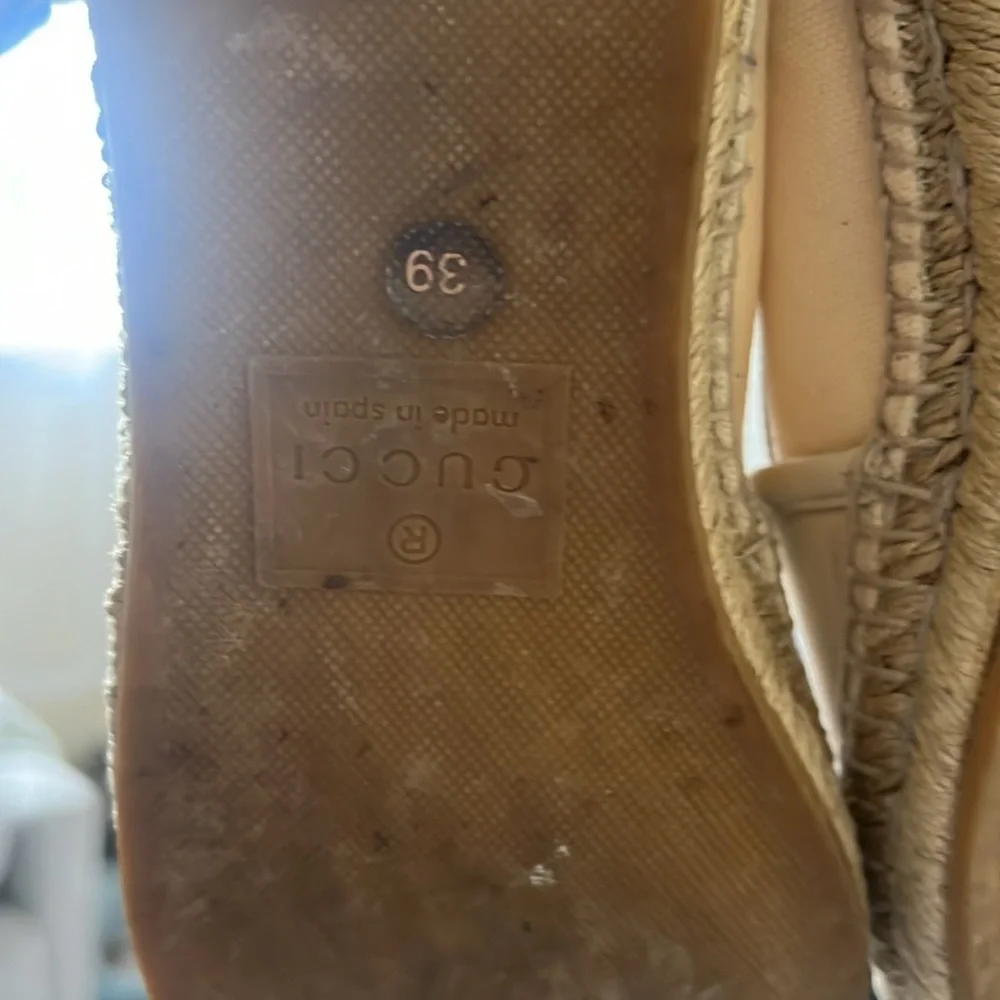 GUCCI Women's GG Logo EU 39 Web cream color Canvas Espadrilles Flats - Picture 11 of 16